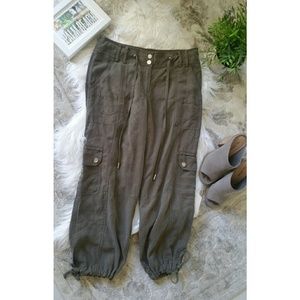 Cache Cargo Navy Green Ankle Ties Size 2